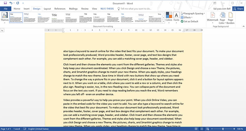 มาเปลี่ยน Theme และสีพื้นกระดาษใน MS Word เพื่อถนอมสายตากัน