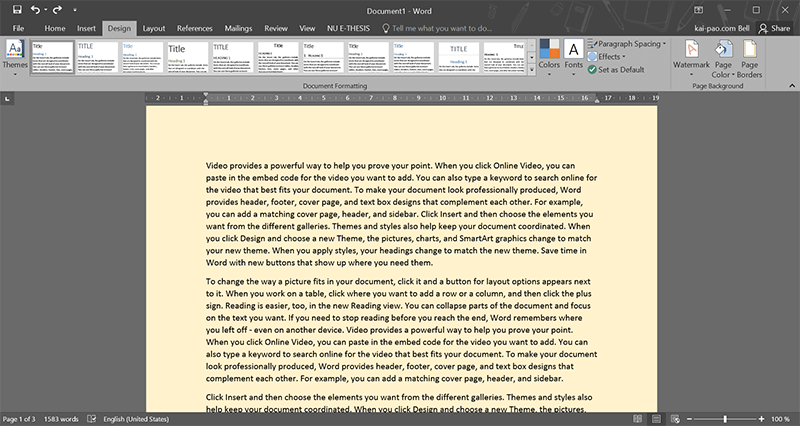 มาเปลี่ยน Theme และสีพื้นกระดาษใน MS Word เพื่อถนอมสายตากัน