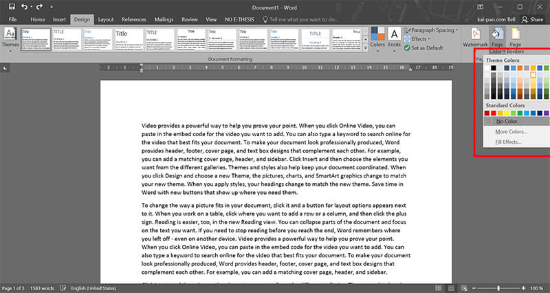 มาเปลี่ยน Theme และสีพื้นกระดาษใน MS Word เพื่อถนอมสายตากัน